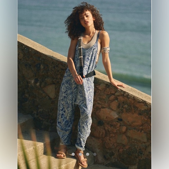 FREE PEOPLE Movement Printed Hot Shot Onesie in Indigo Combo - Picture 2 of 7
